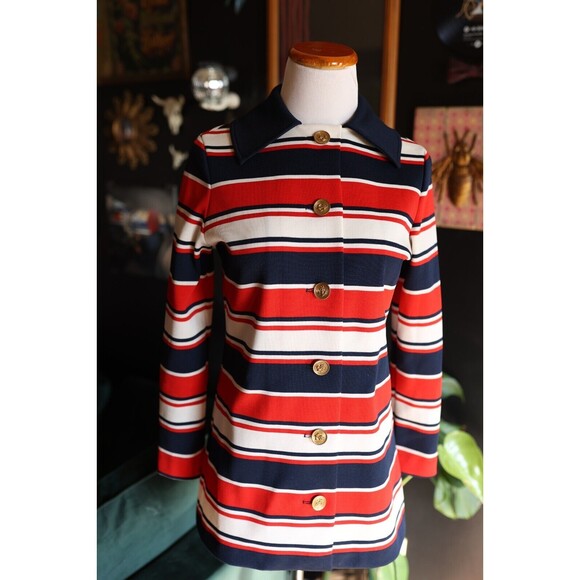 Vintage 60s 70s James Kenrob Nautical Mod Button Down Butterfly Collar Shirt 8 - Picture 1 of 13